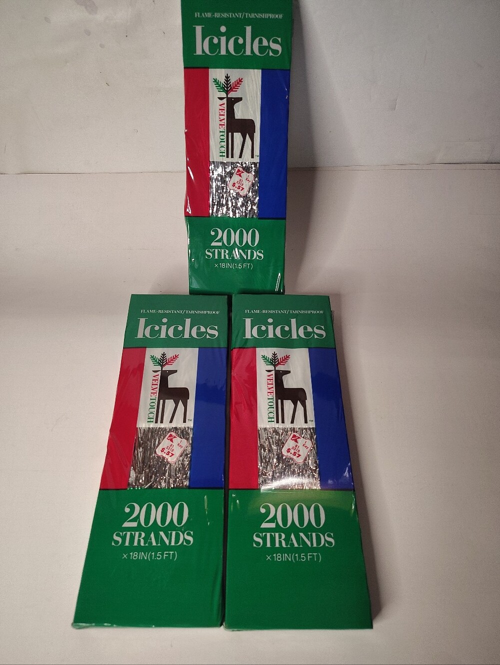 VTG Velvetouch Icicle 2000 Strands (Lot Of 3) NOS K Mart Made In USA
